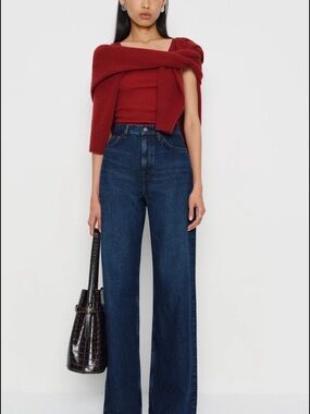 Reformation Cary High-Rise Wide-Leg Jeans in Dark Indigo Blue